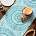 Bohemian Concentric Rings Table Runner 16x72 Inch Coastal Aqua Floral ...