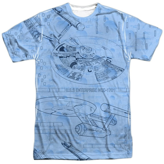 Star Trek Men's Blue Print Sublimation T-shirt Small White