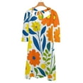 thumbnail image 6 of Bold Floral Vibrant Pattern Design Sweetheart Knot Flared Dress Fashion Design Large Size Loose Dress Spring Summer Women Dress, 6 of 9