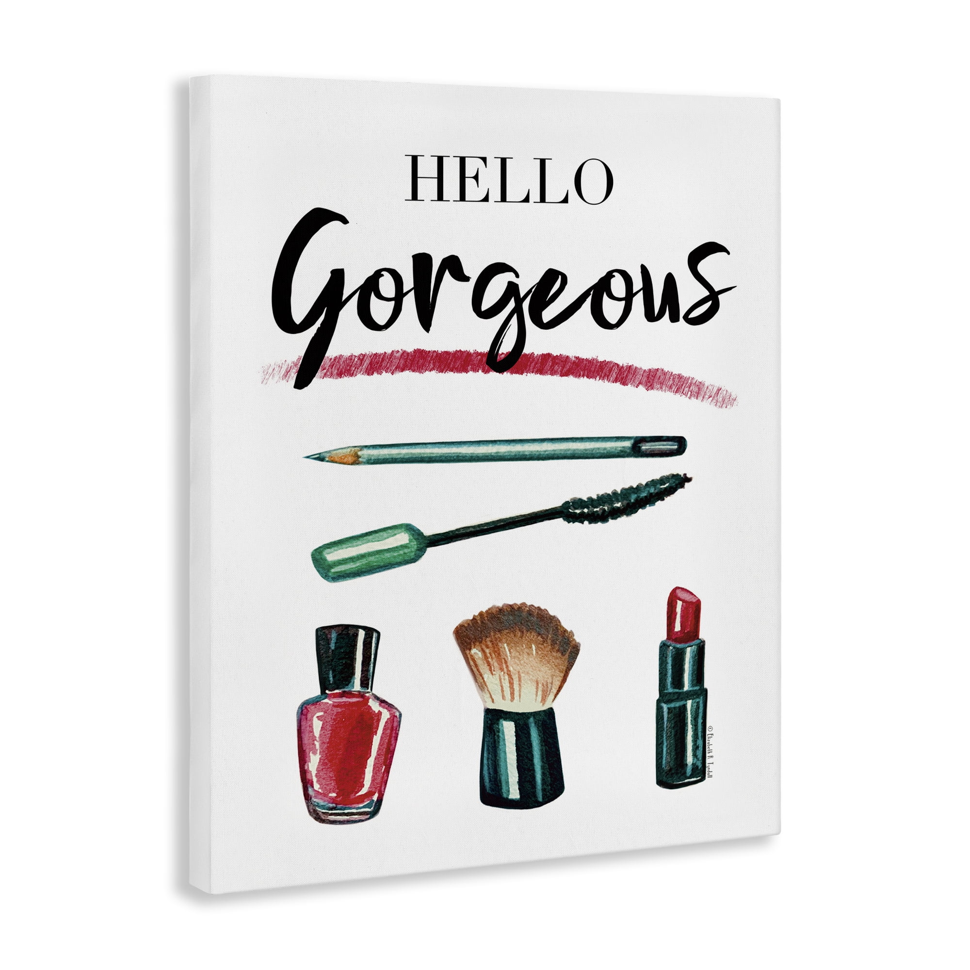 Stupell Industries Hello Gorgeous with Makeup Beauty & Fashion Painting Gallery Wrapped Canvas Art Print Wall Art, 16 x 20