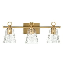 Robert Stevenson Lighting Imogen - Metal and Hammered Water Glass 3-Light Vanity Light, Brushed Gold