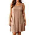 thumbnail image 3 of Pretxorve Women Nightgown Solid Lyocell Crew Neck Sleeveless Tank Loose Light Casual Sleep Dress, 3 of 5