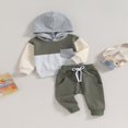 thumbnail image 2 of Baby Boy Fall Outfits Classic Long Sleeve Contrast Color Pocket Hoodie + Pants Set Toddler Clothes, 2 of 7