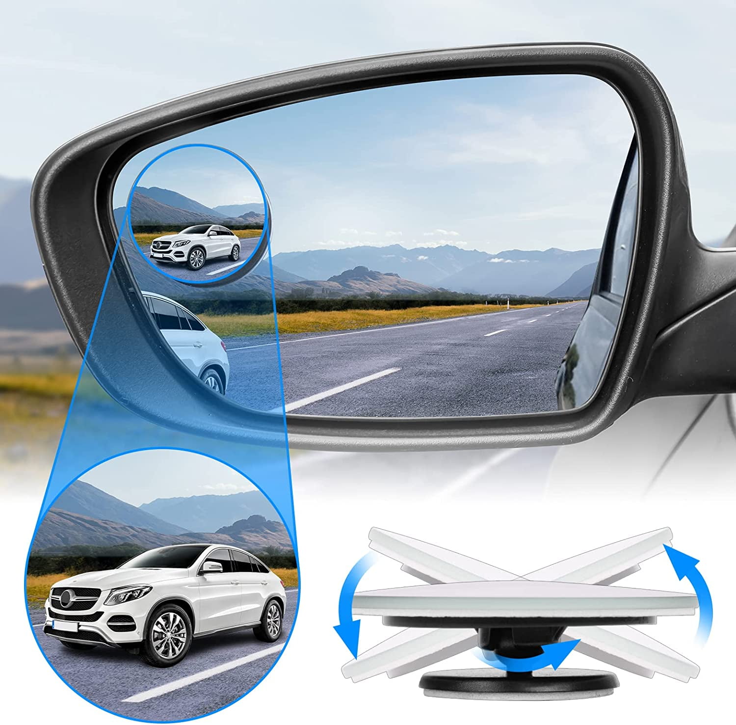 JOYTUTUS Car Blind Spot Side Mirror,Universal 1.9"Round HD Glass Wide