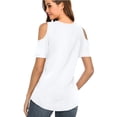 thumbnail image 2 of Starybirds Ladies Open Shoulder Tops Short Sleeve Criss Cross Shirt White M, 2 of 3