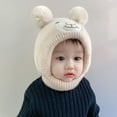 thumbnail image 4 of Pom Pom Cap 0-2T Kids Hat Cute Bear Knitted Bonnet Winter Essential Trendy Headgear Beanie Cap for Baby Boys and Girls, 4 of 15