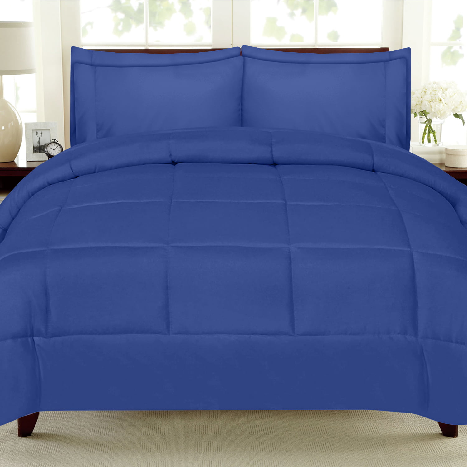 Luxury 7 Piece BedInABag Down Alternative Comforter And Sheet Set Royal Blue Full
