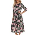 thumbnail image 5 of Dihao Womens Pajamas Women Robe Lightweight 3/4 Sleeve Knit Bathrobe Summer Soft Knee Length Sleepwear Robes with Side Pockets Floral Printed O Neck Zipper Nightgown Loose Pajamas, 5 of 5