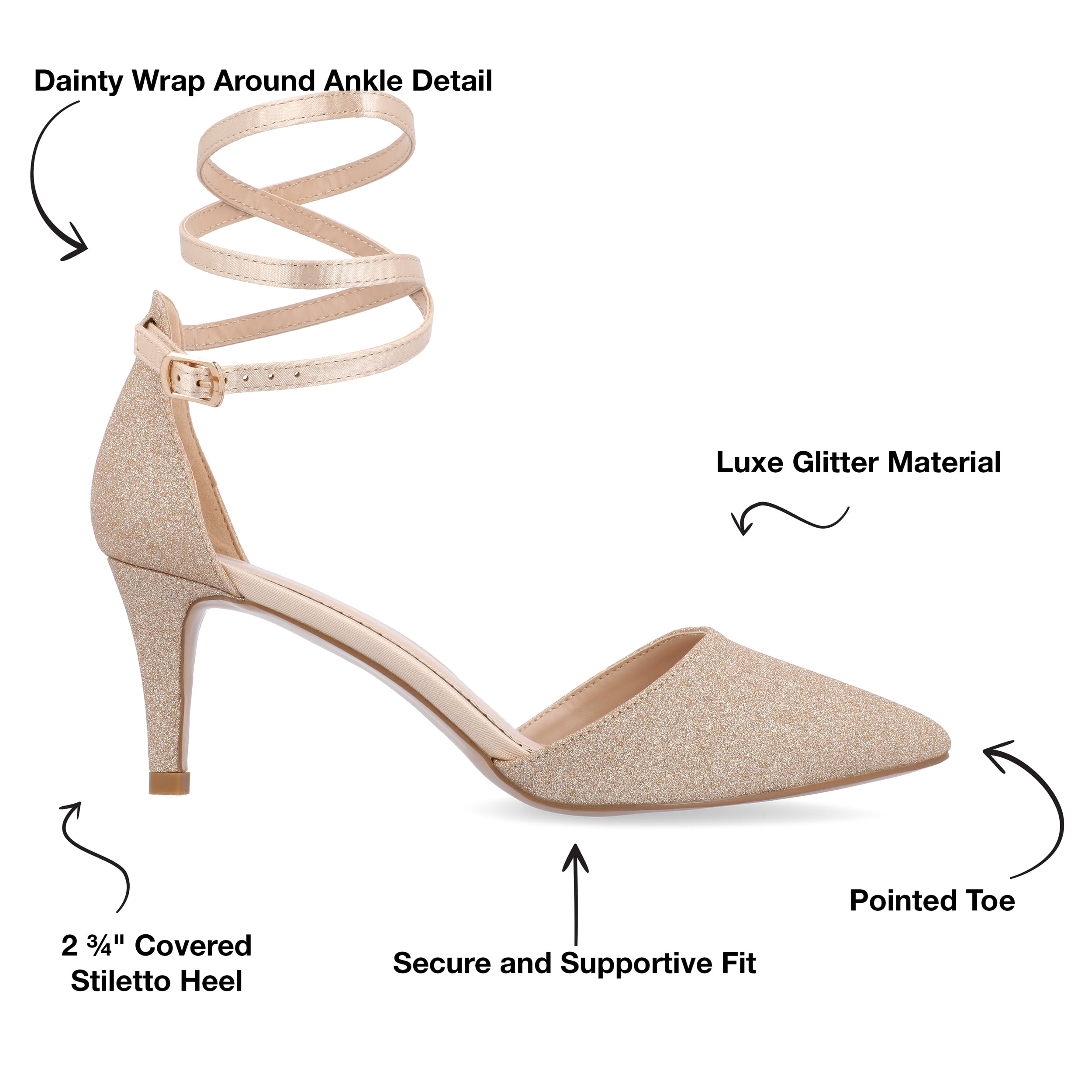 Journee Womens Luela Pointed Toe Mid Heel Evening Pumps