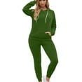 thumbnail image 3 of Lindreshi 2 Piece Sweat Suits for Women 2PC Fashion Woman Round Neck Solid Long Sleeve Blouse +Loose Pants Sets, 3 of 8