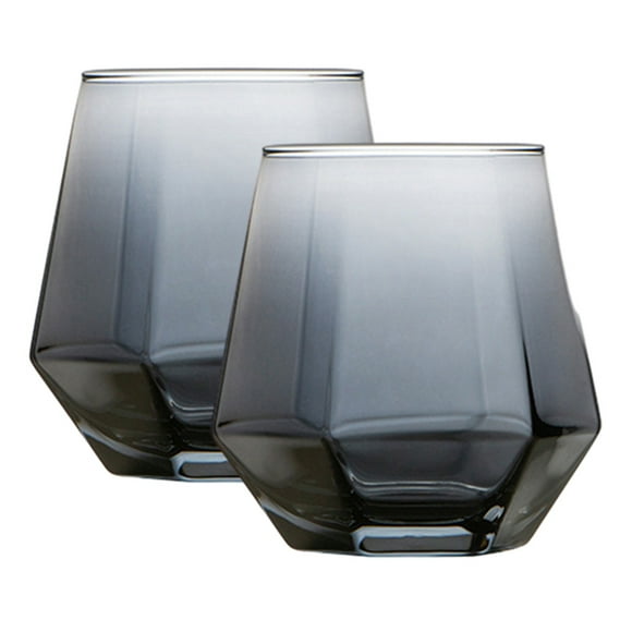 Crystal Whiskey Glasses (Set of 2), 400ml Unique Glass, Vodka Bourbon Cocktail Scotch Bar Glasses Set - grey