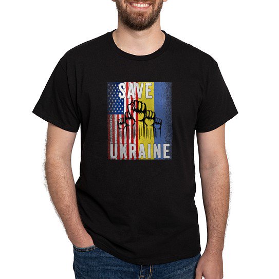 CafePress - Save Ukraine! America Supports Ukraine T Shirt - Men's Classic Cotton T-Shirts