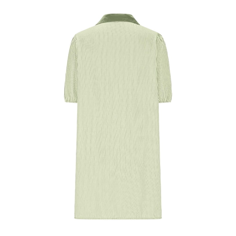 Alllist Striped Dresses for Women Summer Puff Sleeve Shirt Dress Vacation Green Casual T-Shirt Outfits for Women, Women's, Size: 2XL Alllist Striped Dresses for Women Summer Puff Sleeve Shirt Dress Vacation Green Casual T-Shirt Outfits for Women, Women's, Size: 2XL