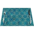 thumbnail image 2 of Blue Teal and Gold Modern Placemats Set of 4, Moroccan Table Mats Washable Heat Resistant Non-Slip for Kitchen Dinner Holiday Party Farmhouse Home Decor 12"x18", 2 of 6
