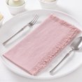 thumbnail image 5 of Fringe Linen Cloth Napkins,Portable Linen Napkins,16.5x16.5In Reusable Table Decorations for Home,QZS Washable Cotton Table Cloth for Party,6Pack, 5 of 6