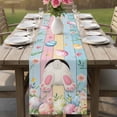 thumbnail image 4 of Easter Table Runner 72 Inches, Colorful Wooden Grain Easter Bunny Eggs Farmhouse Flower Bed Runner Dresser Scarves Tabletop for Indoor Outdoor Parties/Ceremony/Banquet, 14" x 72", 4 of 8