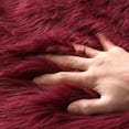 thumbnail image 2 of FUDAKUNA Fluffy Area Rugs Faux Sheepskin Shaggy Dark Red Round 28" Carpet for Bedroom Living Room, 2 of 7