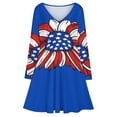 thumbnail image 3 of American Flag Blue Red White Long Sleeve Dresses For Women Vintage Elegant Party Dress Oversized V-neck Dress S-8XL, 3 of 7