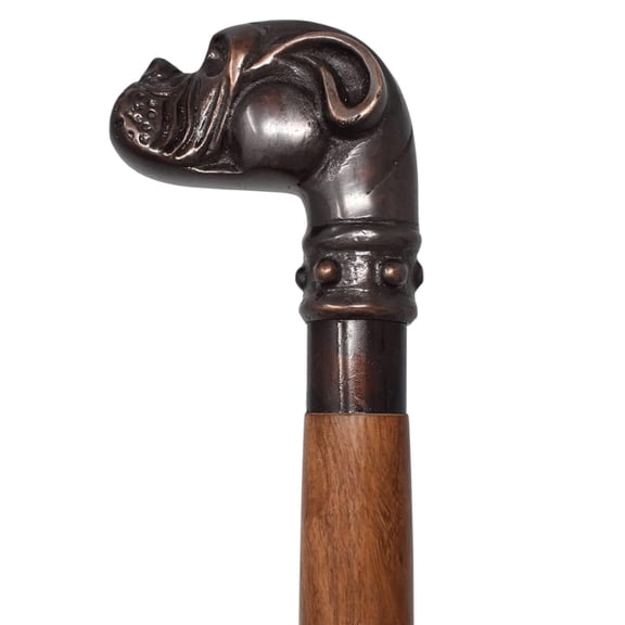Bulldog Handle Walking Cane – Antique Finish Foldable Rosewood Walking Stick | Steampunk Style Costume Cane | Fashionable Designer Gift for Gentlemen