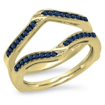 Dazzlingrock Collection 0.30 Carat (ctw) 14K Blue Sapphire Ladies Wedding Band Enhancer Guard Ring 1/3 CT, Yellow Gold, Size 6