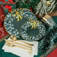 thumbnail image 6 of 175PCS Christmas Plastic Dinnerware Sets - Gold and Green Christmas Plates with Snowflake for 25 Guests Include 50Plates, 25Cups, 25Forks, 25Knives, 25Spoons, 25Napkins for Xmas Party, 6 of 18