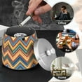 thumbnail image 4 of Yayeee Ashtray with Lid for Cigarette Smokeless Stainless Steel Home Ash Holder, Orange Geometric, 4 of 7