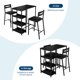 thumbnail image 5 of QinaQin Comedor de 3 piezas con almacenamiento, mesa compacta con estructura de hierro y acabado negro tipo madera, incluye 2 sillas tapizadas en PU, ideal para espacios pequeños, 5 of 7