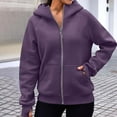 thumbnail image 2 of Timegard Sweat à Capuche Zippé pour Femmes Manches Longues Couleur Unie Automne Décontracté Confortable avec Poches, 2 of 7
