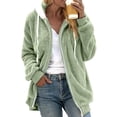 thumbnail image 1 of TQWQT Fleece Coats for Women  Faux Fur Jacket Coat Fuzzy Fleece Jacket Plus Size Zip Up Drawstring Sweatshirt Oversized Light Blue S, 1 of 6