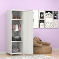 thumbnail image 2 of Metal Storage Cabinet With 3 Grid Hanging Rod, 3 Storage Spaces, Single Door Metal Locker, 50.78in High Storage Cabinet For Home, School, Gym, Dormitory, Bedroom, 2 of 5
