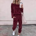 thumbnail image 5 of Pajama Set for Women Loose Solid And Winter Underwear Loungewar Thick And Velvet Warm Long Sleeves Top Pants Pajama Sets, 5 of 7