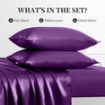 thumbnail image 4 of Yalamila Satin Sheet Set Queen Size, Purple 4 Pcs, Luxury Cooling Silky Soft 4 Pieces Bed Sheet Set with Deep Pocket Fitted Sheet, Flat Sheet and 2 Pillowcase for Hair and Skin, 4 of 10