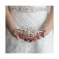 thumbnail image 5 of Diademas de boda hechas a mano con perlas para mujer, diadema de novia con diamantes de imitación plateados, accesorios de joyería para el cabello, 1 pieza blanca, 5 of 5