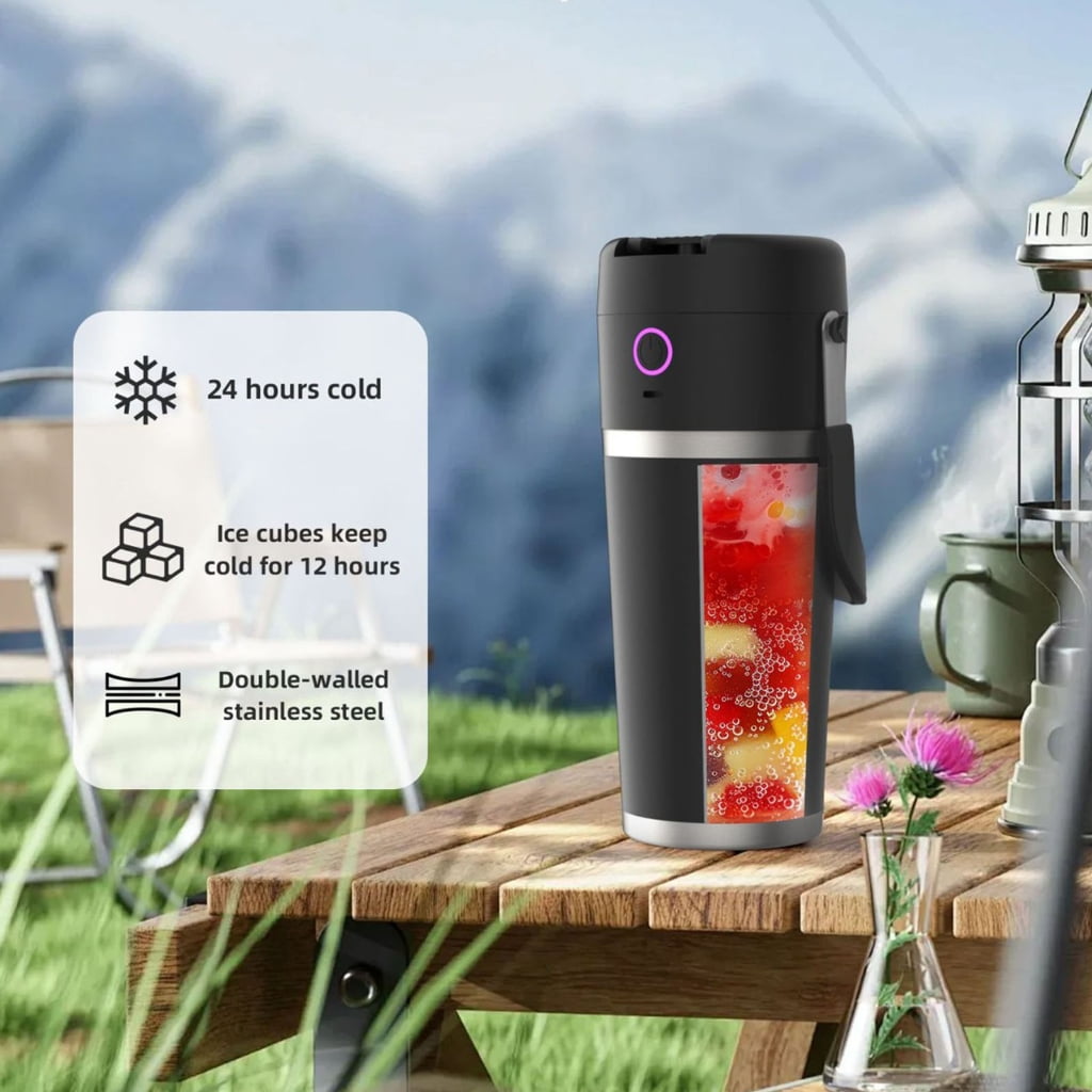 Stainless Steel Travel Juicer for Cold Drink Large Capacity 11.1V Smoothie Cup LED Display Rechargeable Cordless Mixer