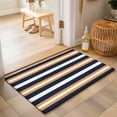 thumbnail image 2 of Entryway Rug 2'x3', Orange Navy Blue Striped Kitchen Runner Rugs Non-Slip Carpet Mats, Minimalist Farmhouse Lines Bedside Rugs Runners Washable Floor Carpet for Bathroom Laundry Room, 2 of 8