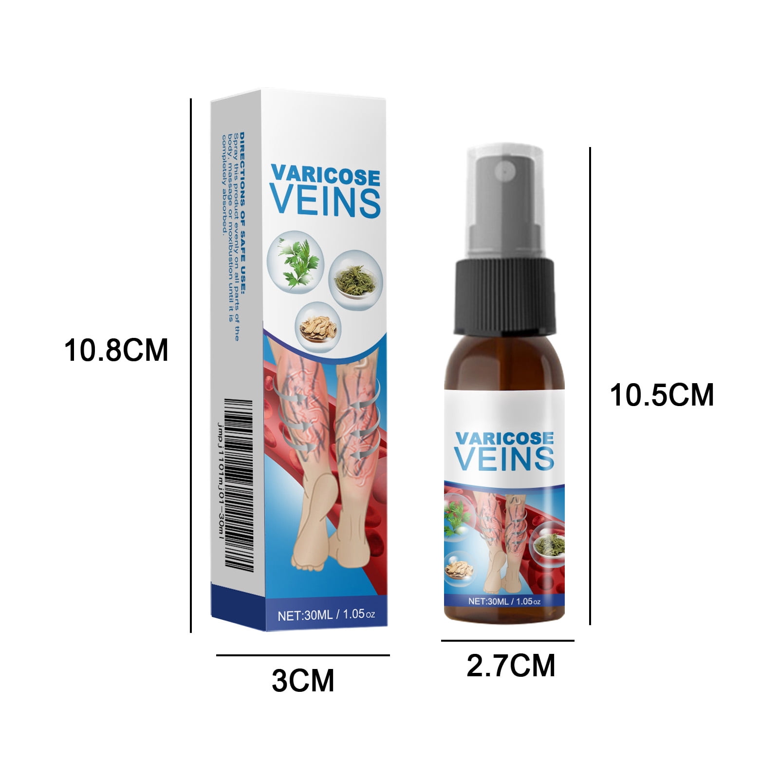 Alvantor Body Spray for Veins Leg Treatment with Herbal Formula, Relieves Tired Heavy Legs, 1.05oz