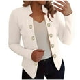 thumbnail image 2 of Dazajoo Women's Gold Button Open Front Suit Jackets Notch Lapel Single Breasted Blazers Casual Office Work Suit Jacket,White,XL, 2 of 6