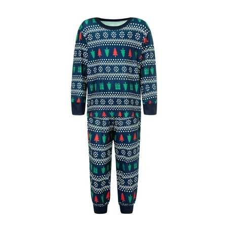 

Genuiskids Christmas Matching Family Pajamas Parent-child Nightwear Set Jumpsuit Long Sleeve Trees Printed Tops Stretch Pants Sleepwear Holiday Party Pjs Sets