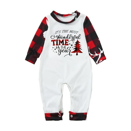 

Scyoekwg Matching Christmas Pjs for Family Comfy Loose Dad Mom Kids Baby Holiday Family Long Sleeve and Long Pants Round Neck Christmas Pattern Print Xmas Sleepwear Clothes