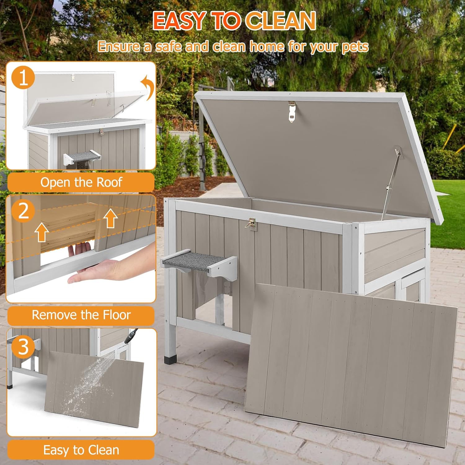PETSCOSSET Outdoor Cat House Insulated Feral Cat House with Openable Roof