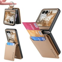 ELEHOLD Leather Wallet Case for Motorola Razr 2025/2024/ Razr 60 with Card Slot Finger Ring Holder Slim Thin Premium PU Leather Anti-Scratch Shockproof Protective Case for Men Women,Khaki
