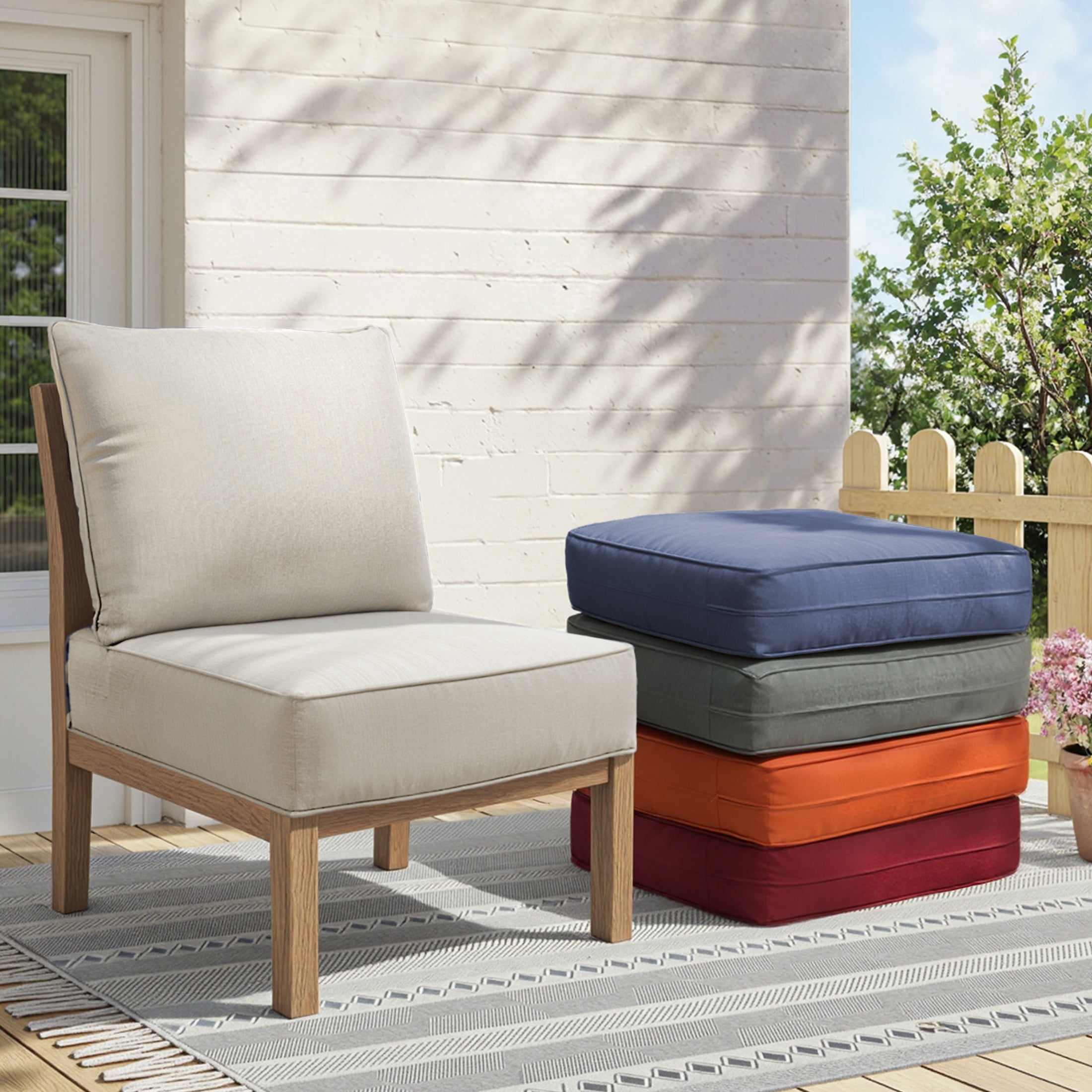 Unnifurnzi Outdoor Chair Cushions Set of 2-24 x 24 x 6 Inch Patio Furniture Cushions with Water Resistant & Removable Cover Patio Cushions for Outdoor Furniture Chair Sofa Couch-Beige