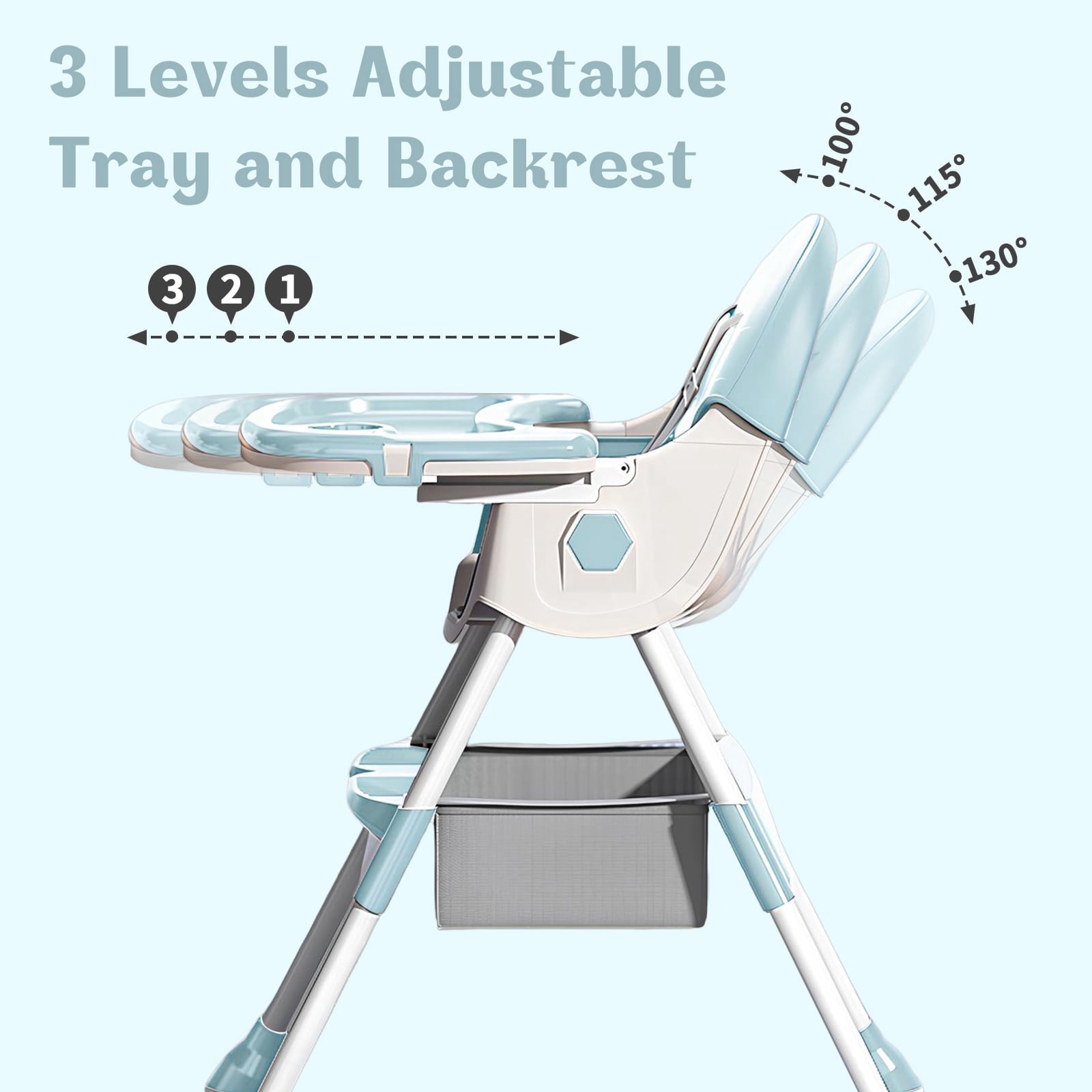 PUEDO 4-in-1 Baby High Chair Portable Toddler Dining Chairs Eat & Play Convertible Highchair with Adjustable Tray, Green