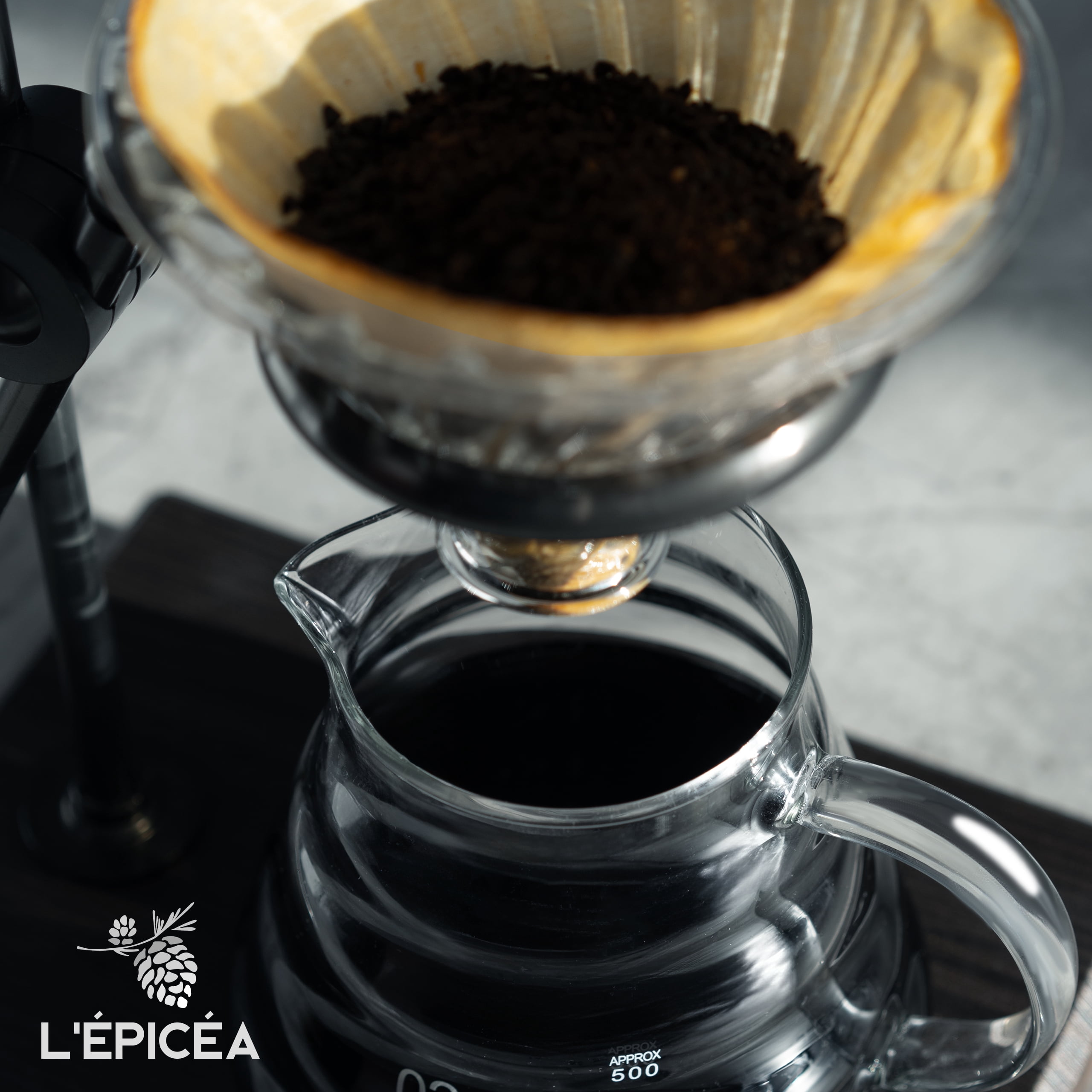 L'ÉPICÉA Pour Over Coffee Maker Set,Pour Over Coffee Maker with Stand,Adjustable Stainless Steel Stand(Black)