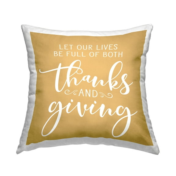Stupell Industries Seasonal Thanksgiving Autumn Gratitude Calligraphy Design by Lettered and Lined Throw Pillow