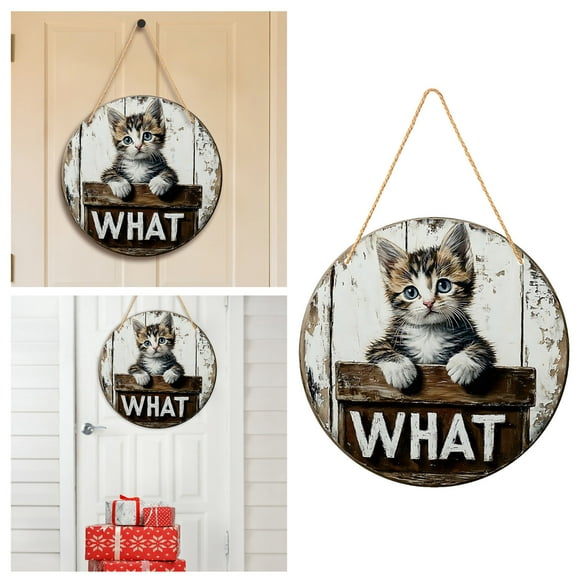 Plaque de Bienvenue en Bois Mignonne avec Design de Chat Adorable pour Décoration de Porche de Ferme et Mur Intérieur