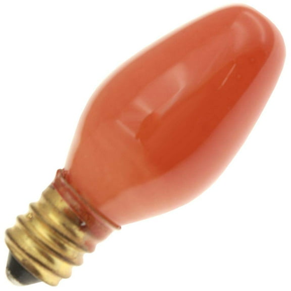 Industrial Performance Decorative/Novelty 7C7, 7 Watt, 120 Volt, Candelabra Base, Painted Ceramic Orange #4 C7 Light Bulb