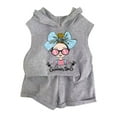 thumbnail image 2 of DAETIROS Girls Outfit Sets-Soft Cotton Graphic Hooded Tank Top and Shorts Girls Summer Clothes Gray Size 3 T, 2 of 3