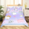 thumbnail image 2 of Kawaii Cat Comforter Cover Pink Blue Purple Pastel Bedding Set Rainbow Ombre Cats Duvet Cover Teen Women,Cute Cat Quilt Cover 2 Pillow Cases Cat Lover Room Decor,Queen Size, 2 of 6