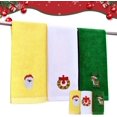 thumbnail image 1 of Juego De 3 Toallas De Mano Navideñas De Puro Algodón Bordado, Suaves Y Absorbentes, Perfectas para El Baño Y La Cocina. (Amarillo + Verde + Blanco), 1 of 4